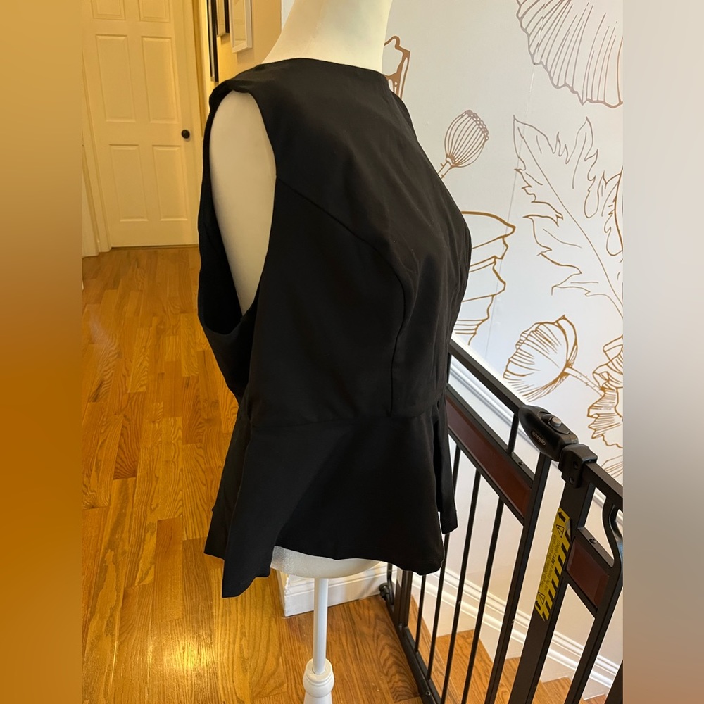 Stretchy black peplum top by ModCloth, size 1X